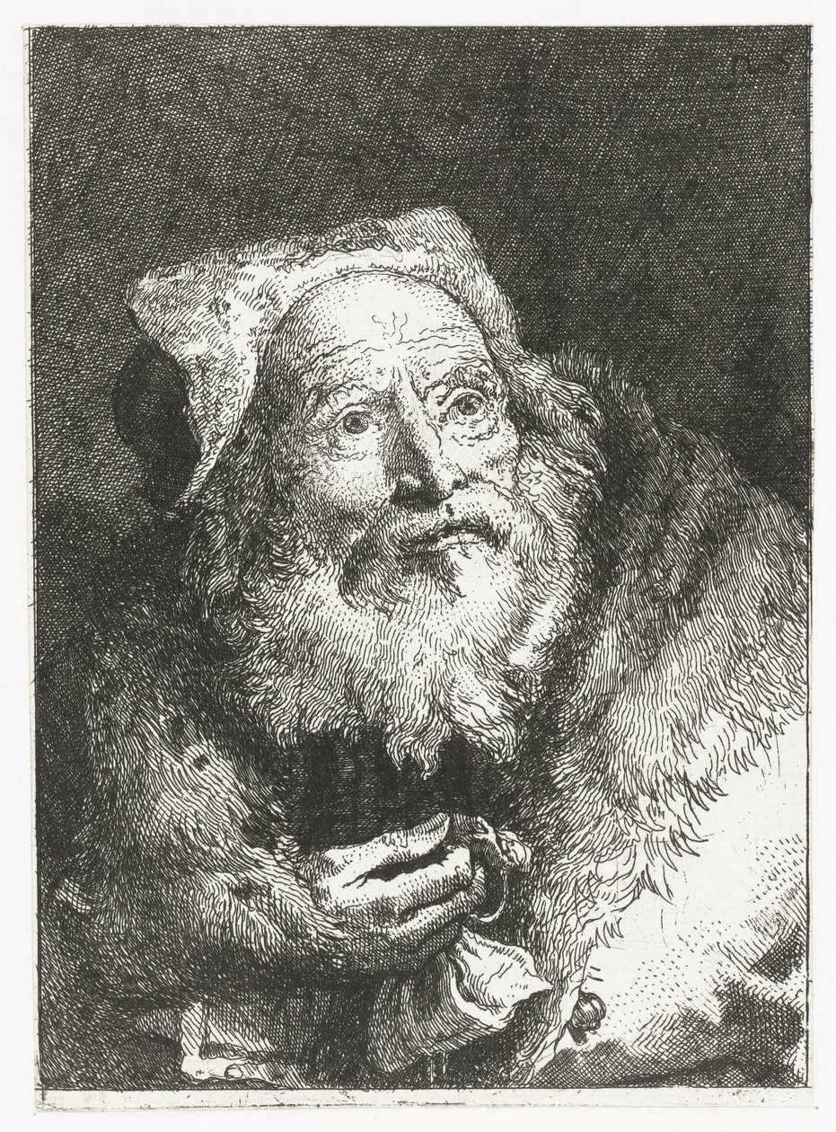 Öreg férfi karkötővel a kezében Fejgyűjtemény (sorozat címe) Raccolta di Teste (sorozat címe) alkotó: Giovanni Domenico Tiepolo