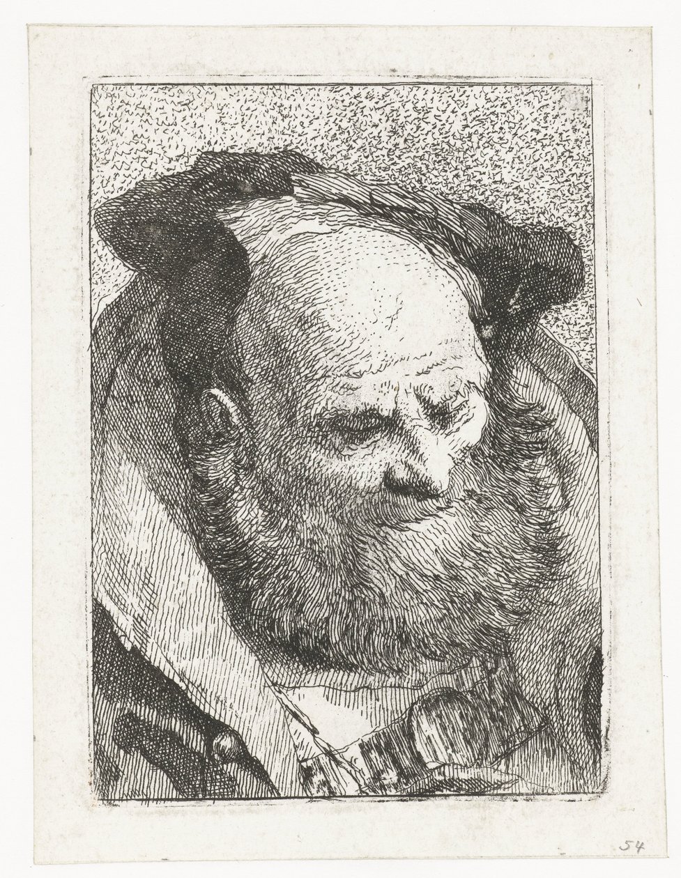 Szakállas öregember Fejgyűjtemény (sorozat címe) Raccolta di Teste (sorozat címe) alkotó: Giovanni Domenico Tiepolo
