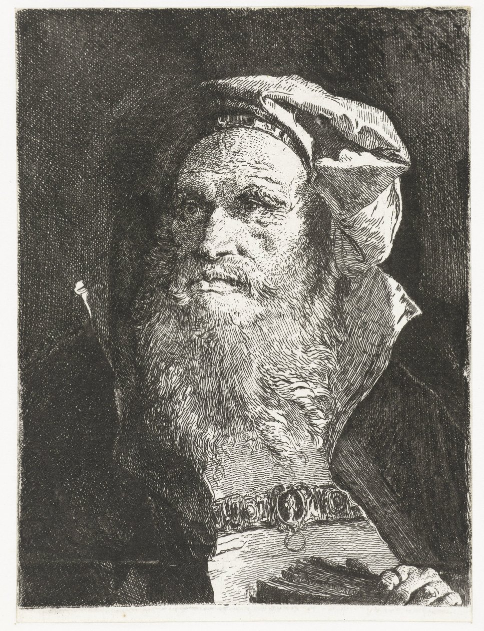 Idős férfi szakállal és könyvvel Fejgyűjtemény (sorozat címe) Raccolta di Teste (sorozat címe) alkotó: Giovanni Domenico Tiepolo