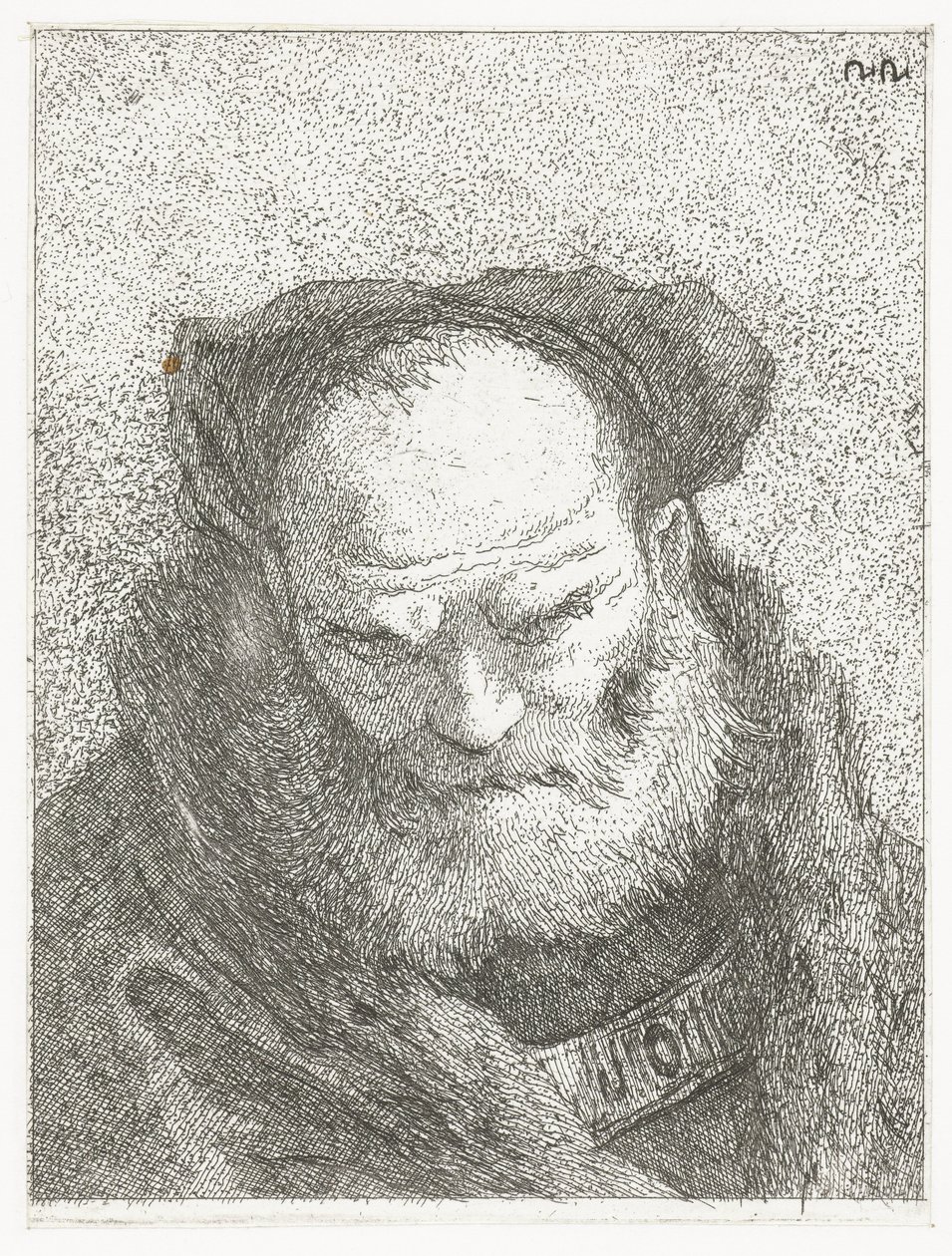 Idős férfi szakállal és lehajtott fejjel Fejgyűjtemény (sorozat címe) Raccolta di Teste (sorozat címe) alkotó: Giovanni Domenico Tiepolo