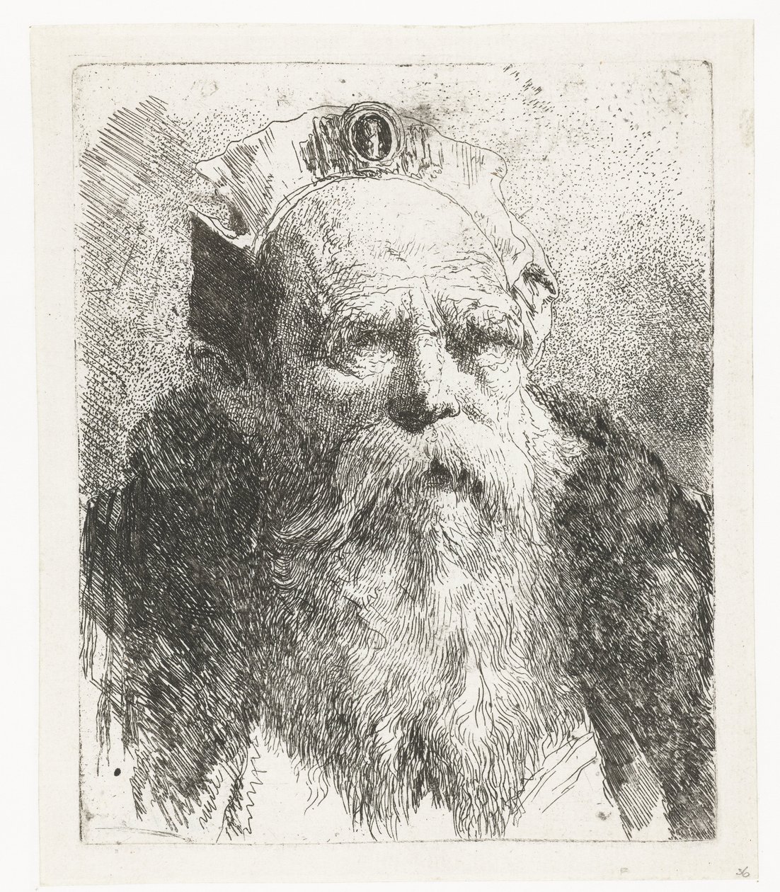 Idős férfi szakállal és kalappal, dísz Fejgyűjtemény (sorozat címe) Raccolta di Teste (sorozat címe) alkotó: Giovanni Domenico Tiepolo