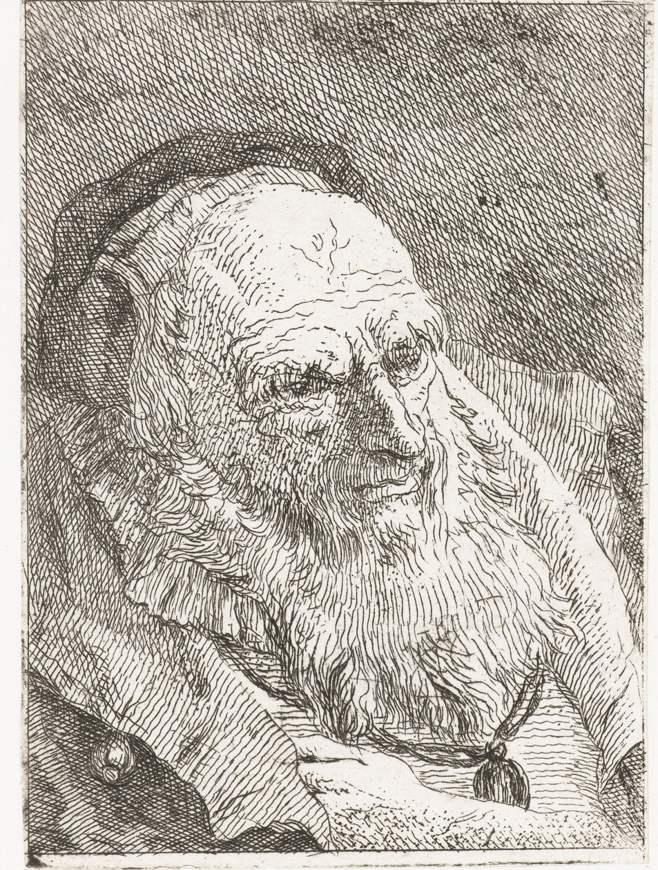Idős férfi, akinek a keze a kabátja alá van dugva alkotó: Giovanni Domenico Tiepolo