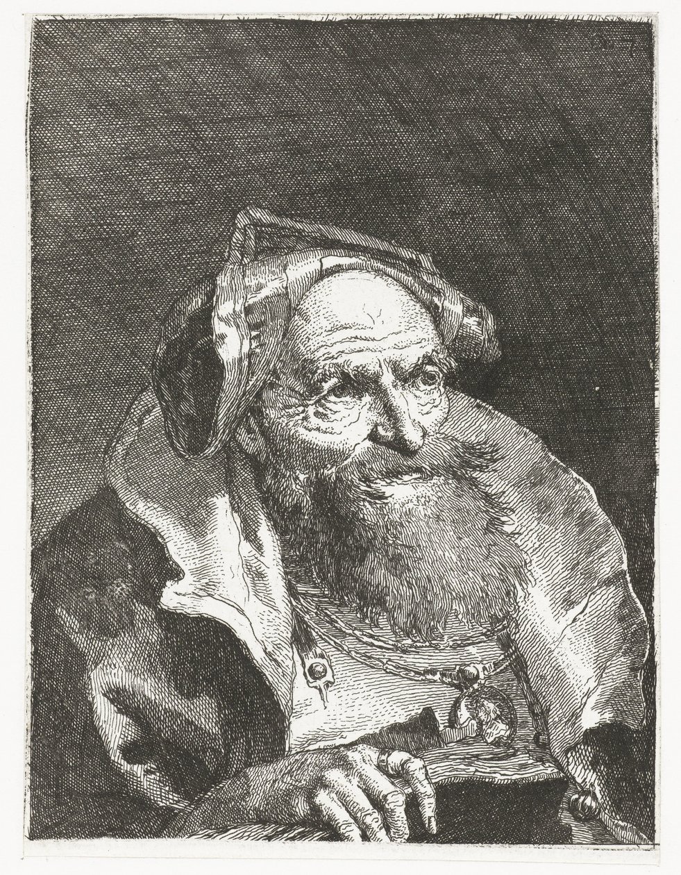 Öreg ember lánccal és könyvvel Fejgyűjtemény (sorozat címe) Raccolta di Teste (sorozat címe) alkotó: Giovanni Domenico Tiepolo