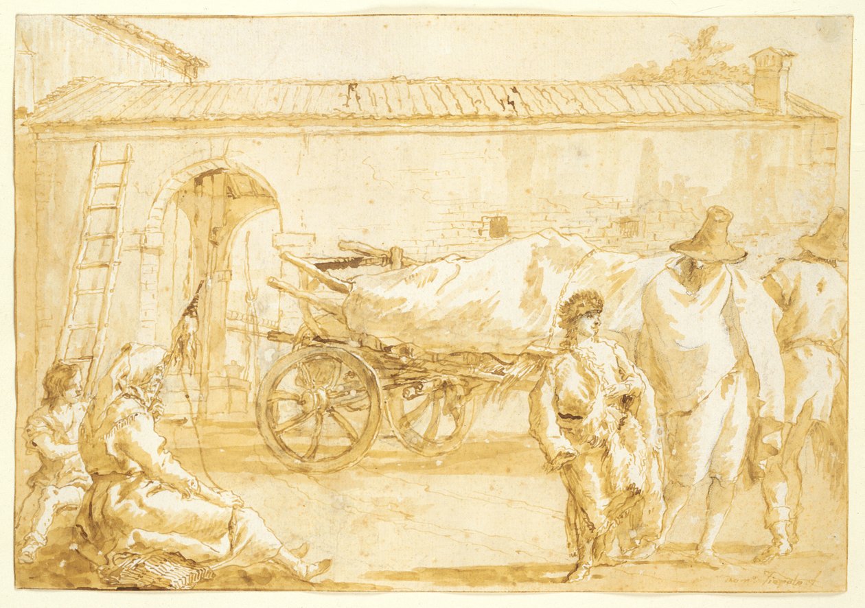 Parasztok tanyakocsival alkotó: Giovanni Domenico Tiepolo