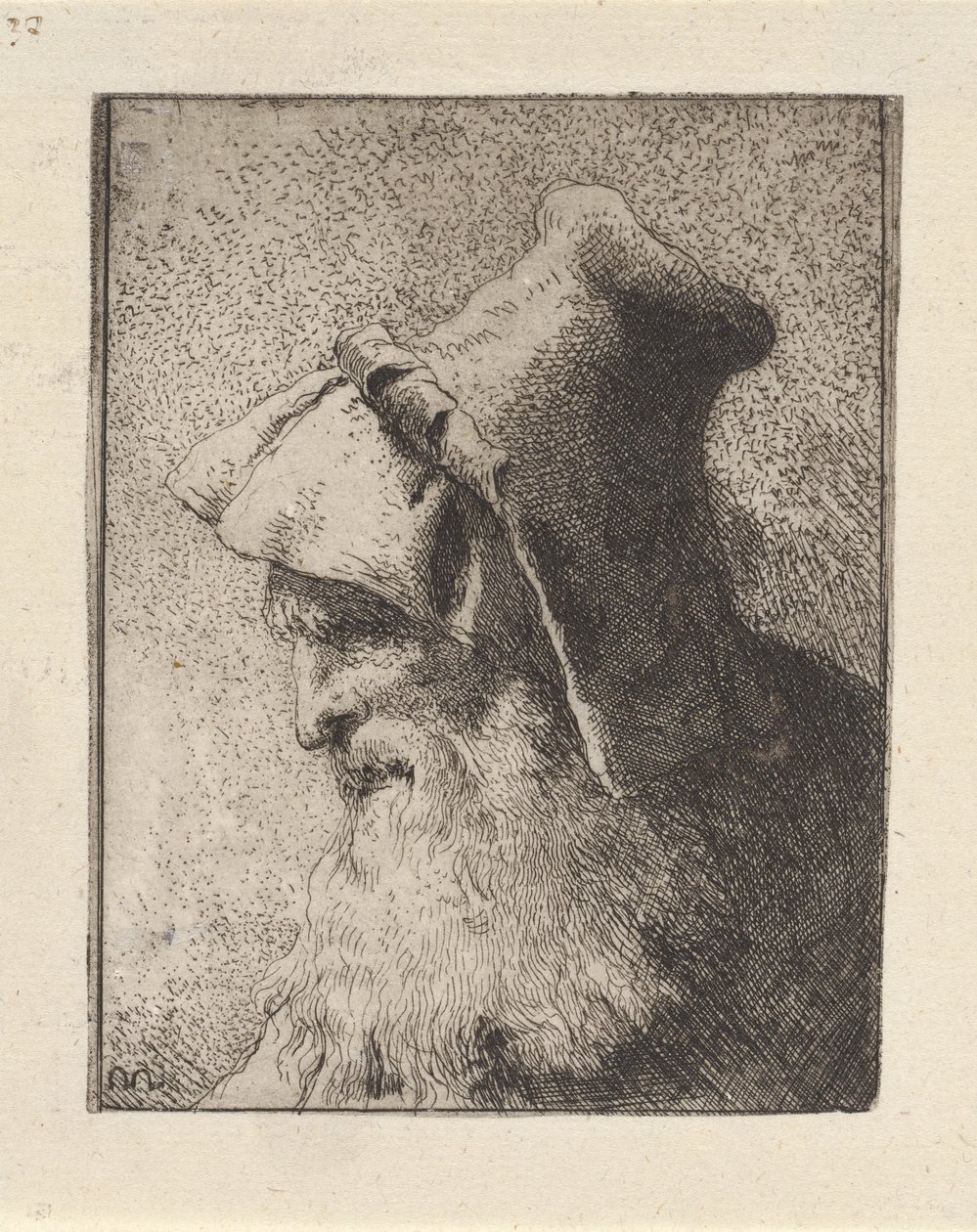 Egy szakállas idős férfi profilja, a Raccolta di Teste-ből (Fejgyűjtemény) alkotó: Giovanni Domenico Tiepolo