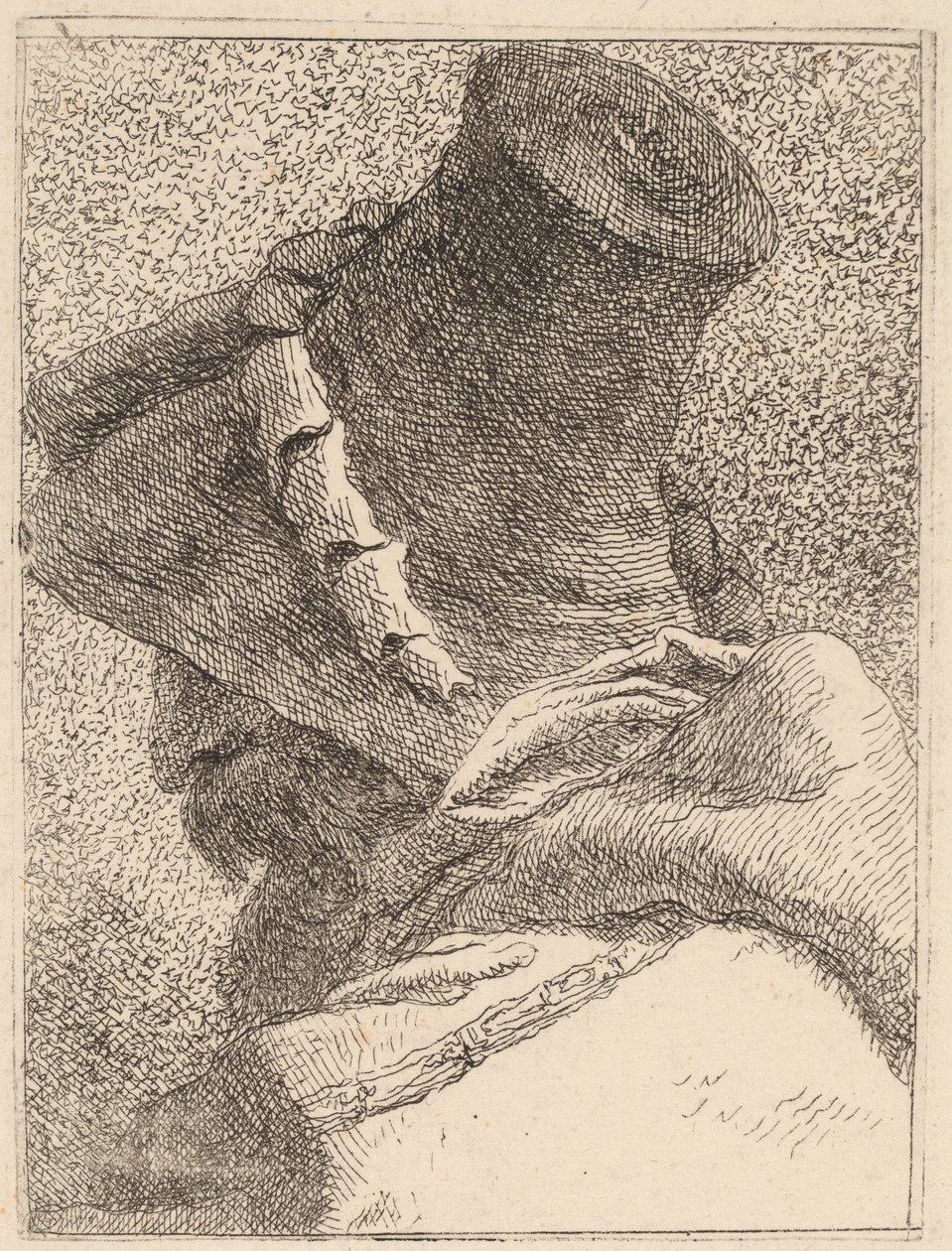 Egy kalapos öregember profilja alkotó: Giovanni Domenico Tiepolo