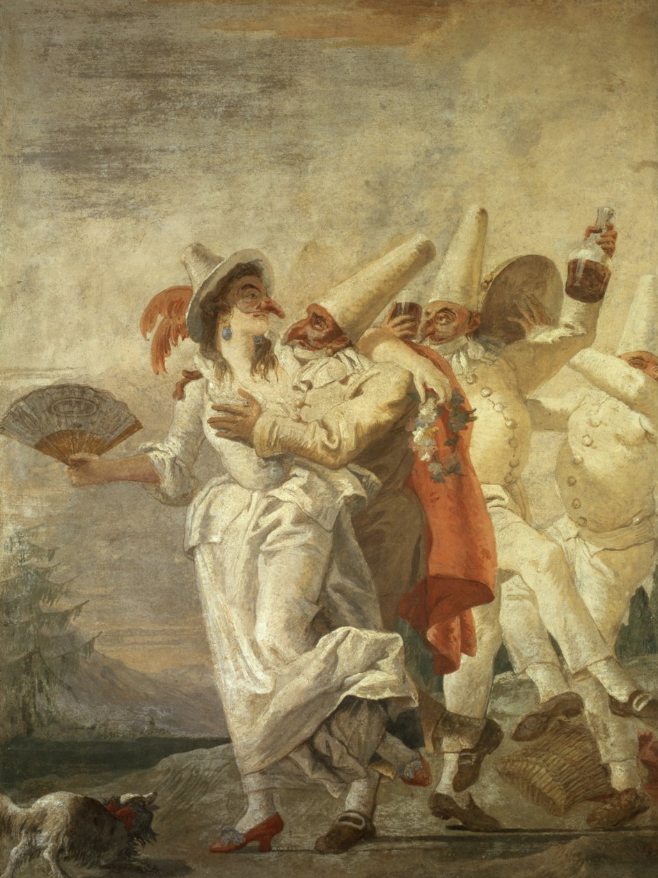 Pulcinella verliebt, 1793 körül alkotó: Giovanni Domenico Tiepolo