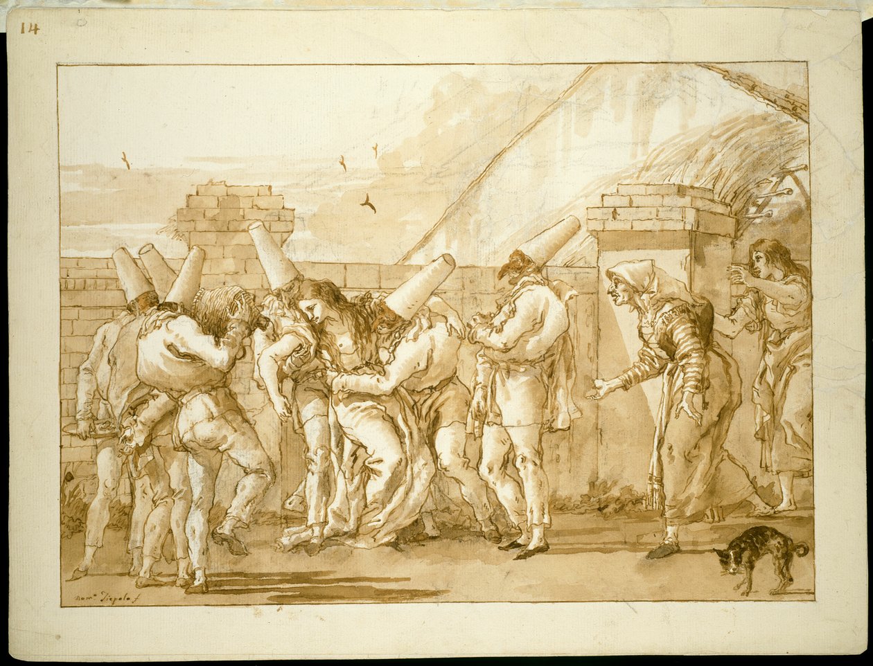 Punchinello úrnője elájul alkotó: Giovanni Domenico Tiepolo