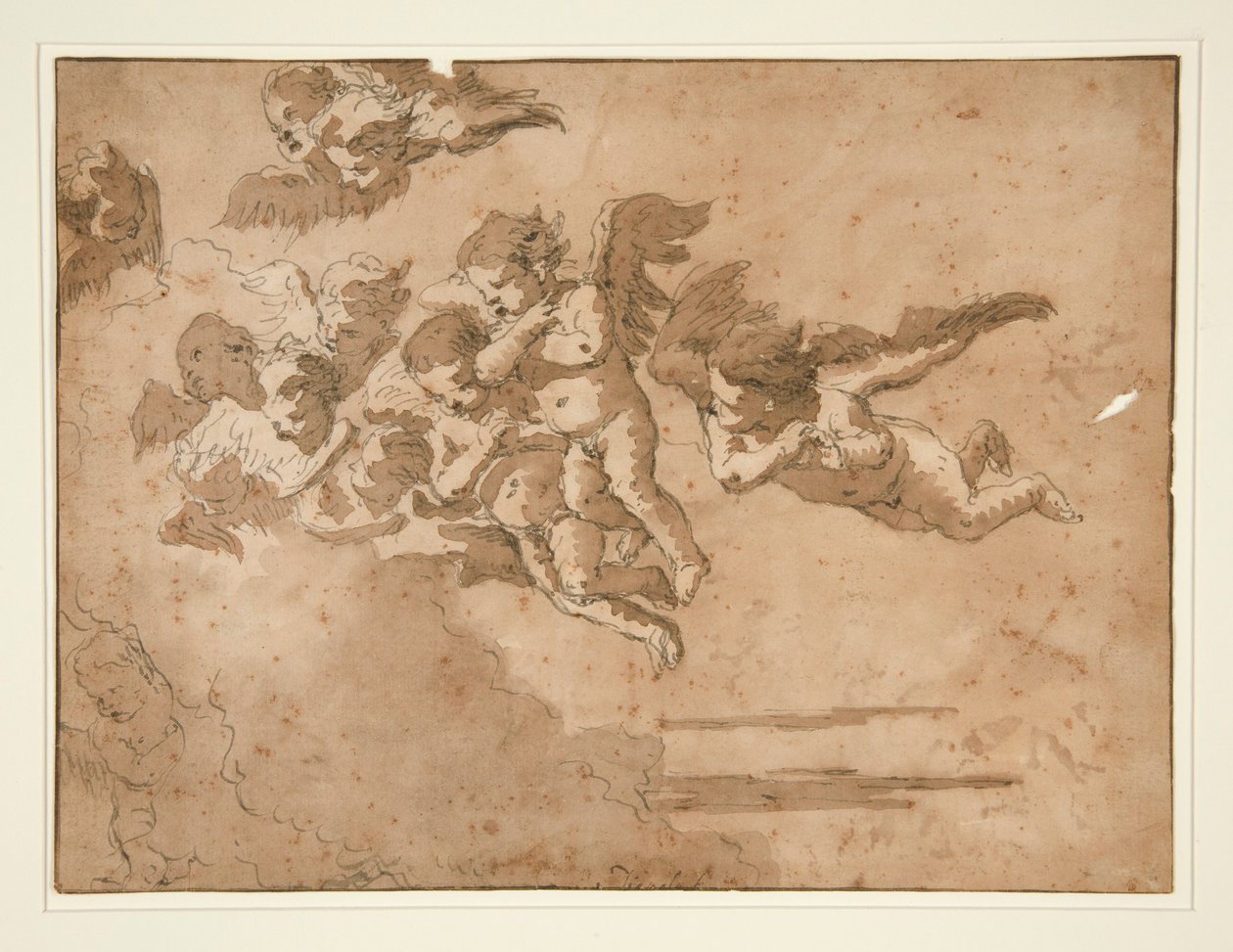 Putti repül a felhőkben alkotó: Giovanni Domenico Tiepolo