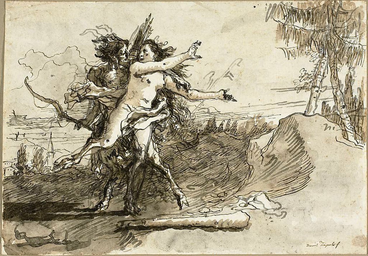 Szatír meglep egy szatírnőt alkotó: Giovanni Domenico Tiepolo