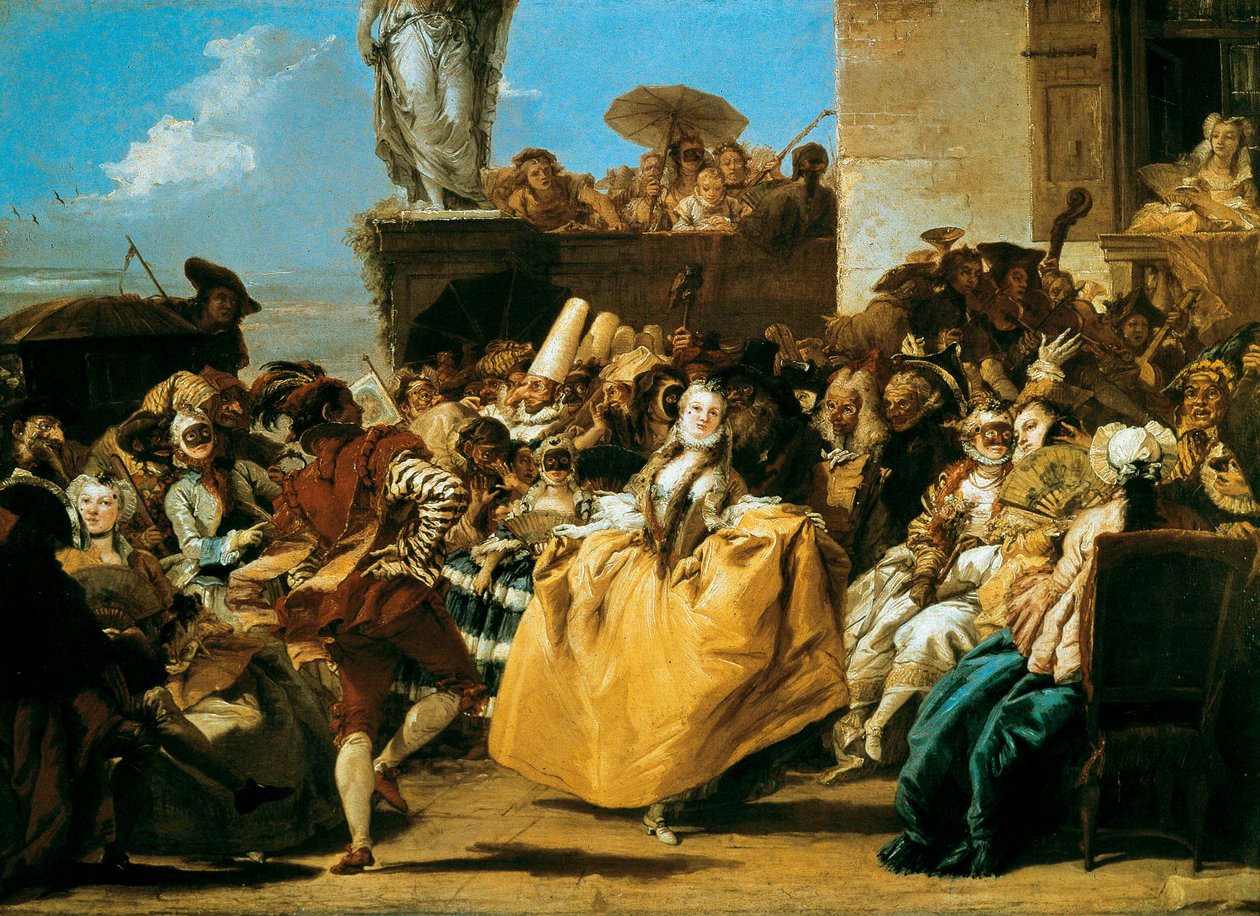 A karnevál vagy a Le menuet 1754 jelenete alkotó: Giovanni Domenico Tiepolo