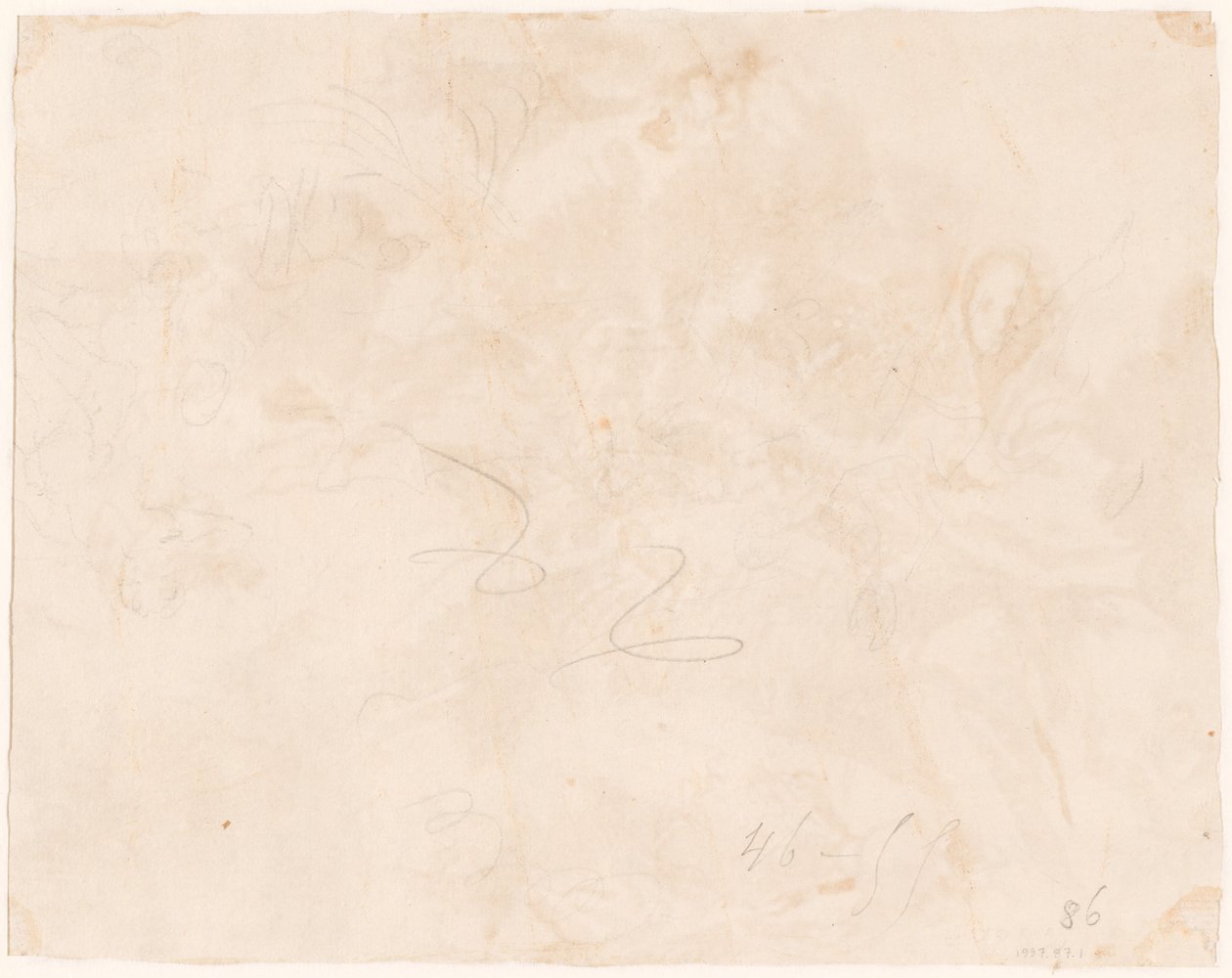 Vázlat az egyiptomi repüléshez [verso] alkotó: Giovanni Domenico Tiepolo