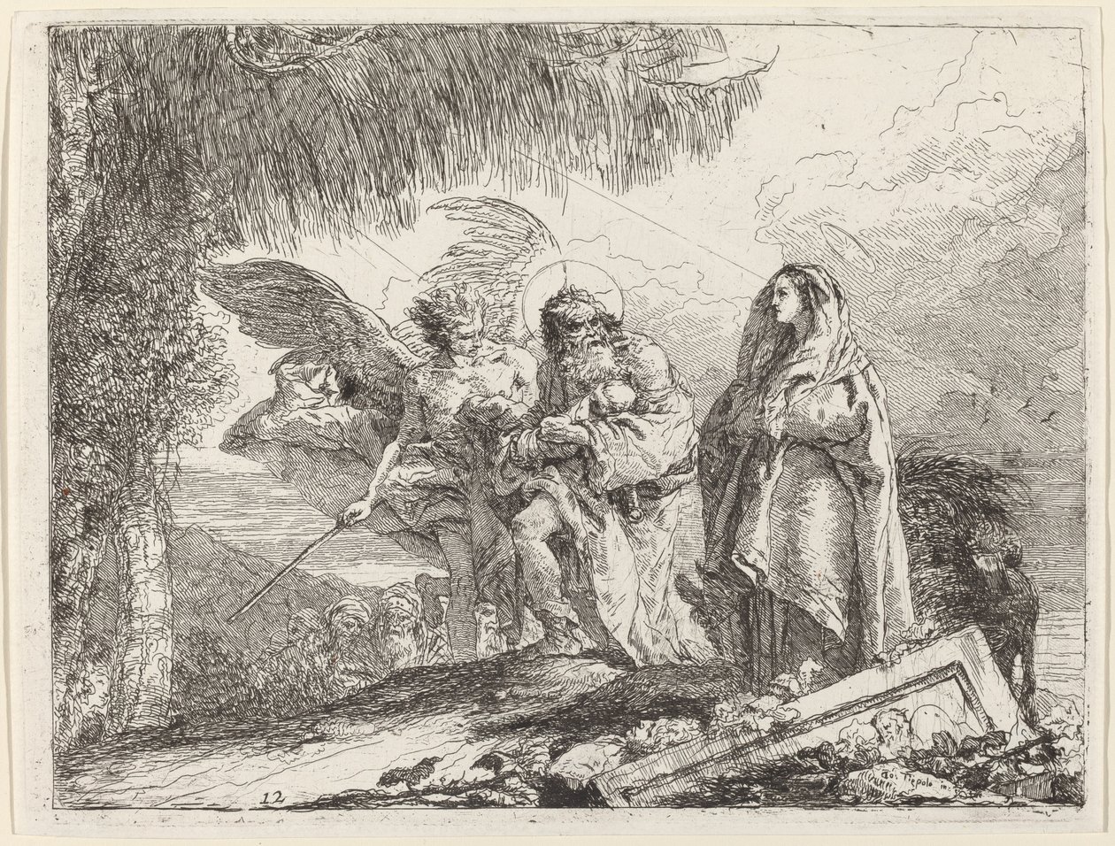 A repülés, Szent Család angyallal sétálva alkotó: Giovanni Domenico Tiepolo