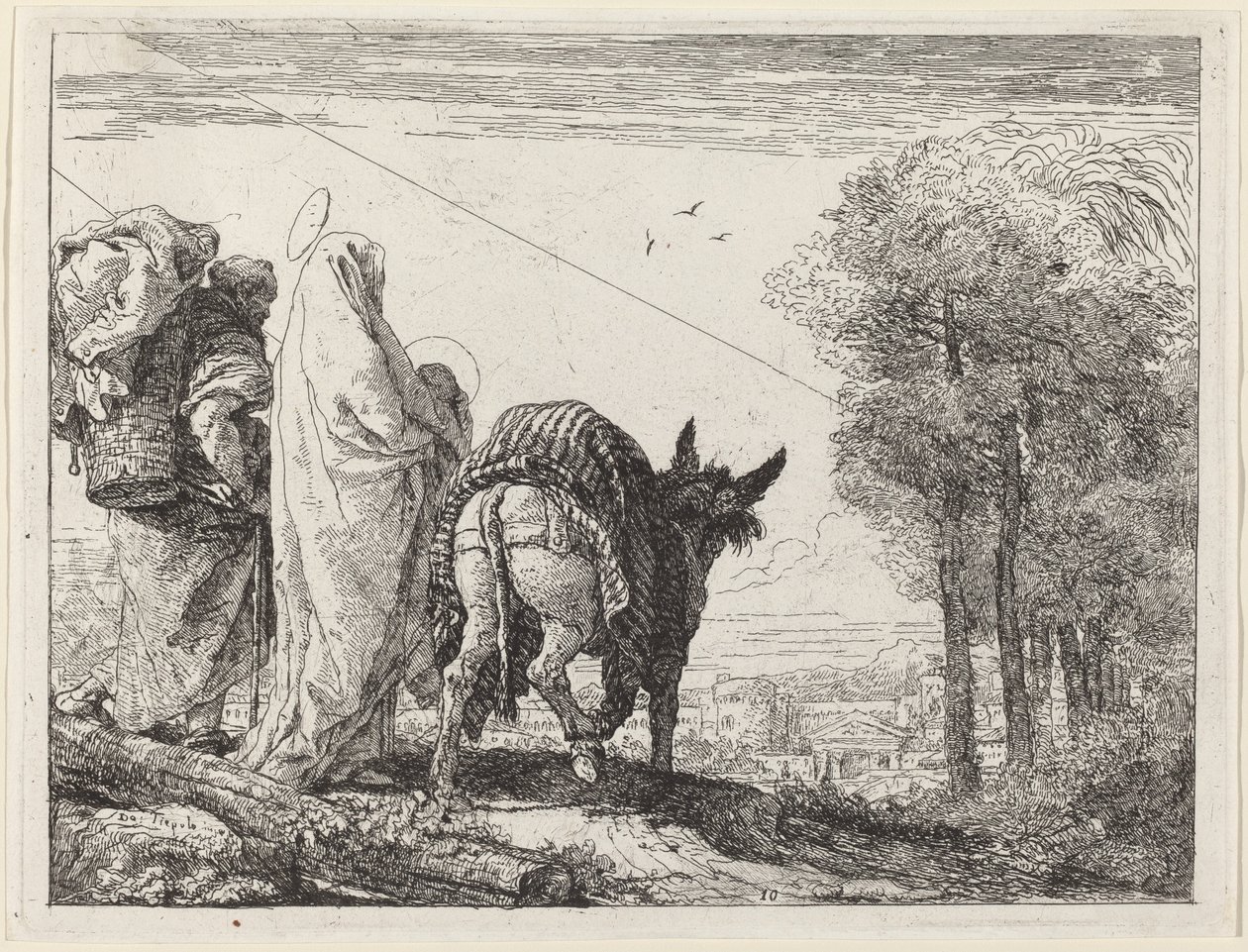 A repülés a Szent Családdal balra alkotó: Giovanni Domenico Tiepolo