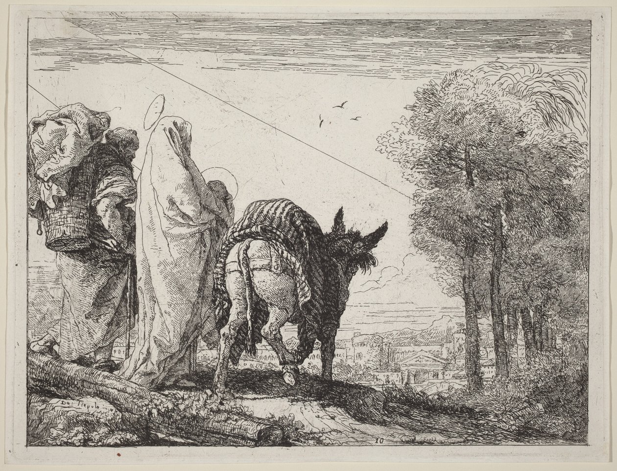 Menekülés a bal oldali Szent Családdal alkotó: Giovanni Domenico Tiepolo