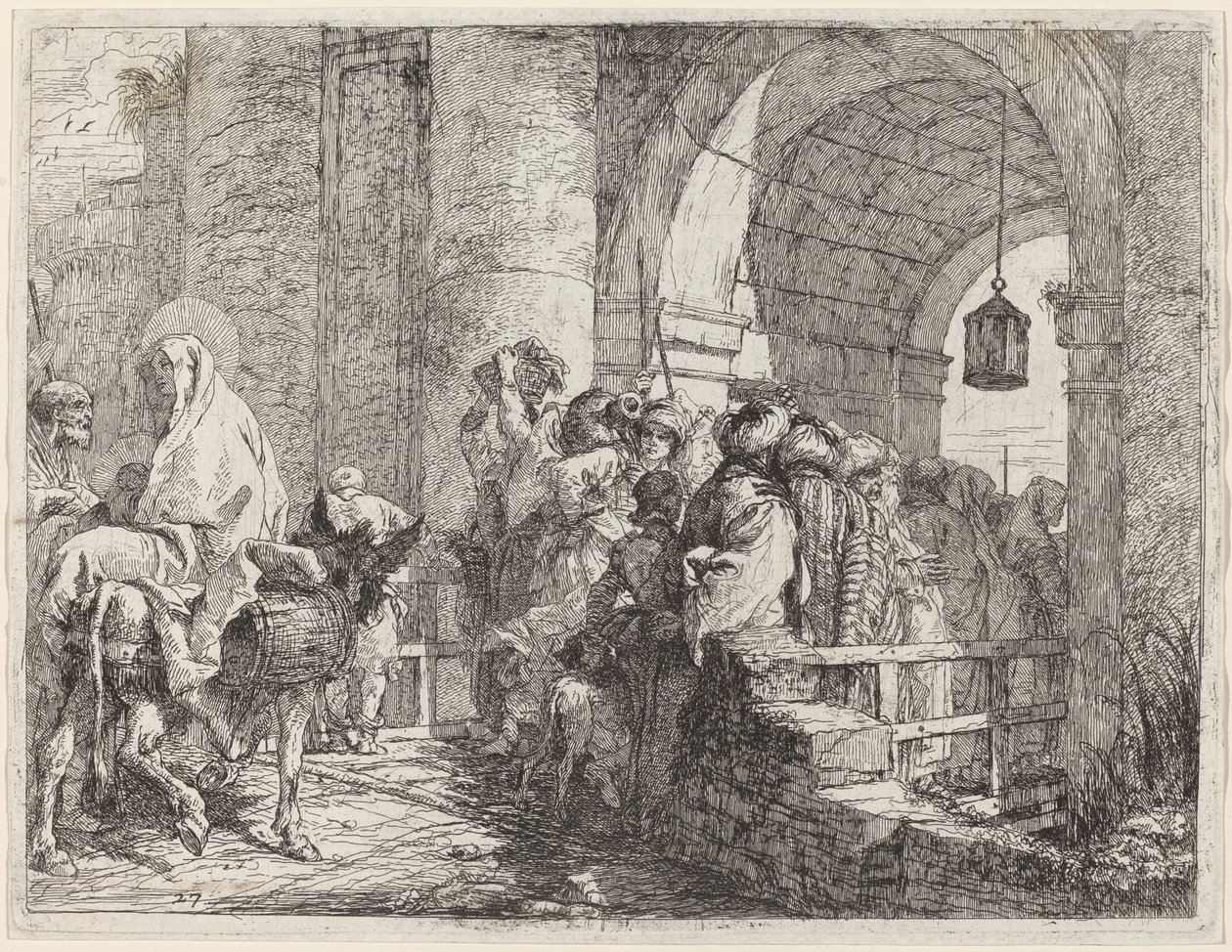 A Szent Család megérkezik a városkapuhoz alkotó: Giovanni Domenico Tiepolo