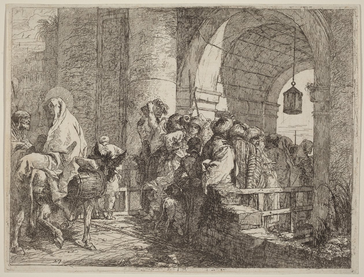 A Szent Család érkezése a városkapuhoz alkotó: Giovanni Domenico Tiepolo