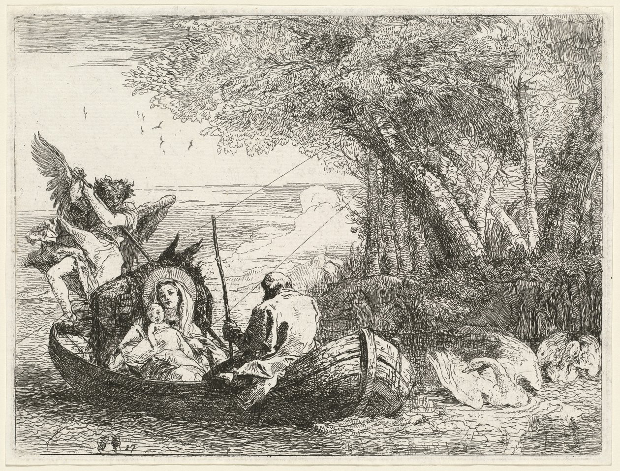 A Szent Családot átszállítják a folyón alkotó: Giovanni Domenico Tiepolo