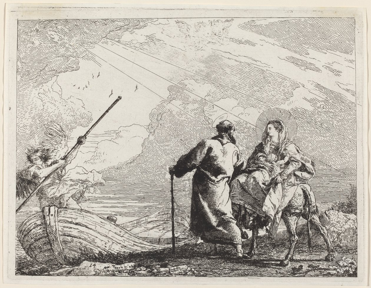 A Szent Család a folyó partján alkotó: Giovanni Domenico Tiepolo