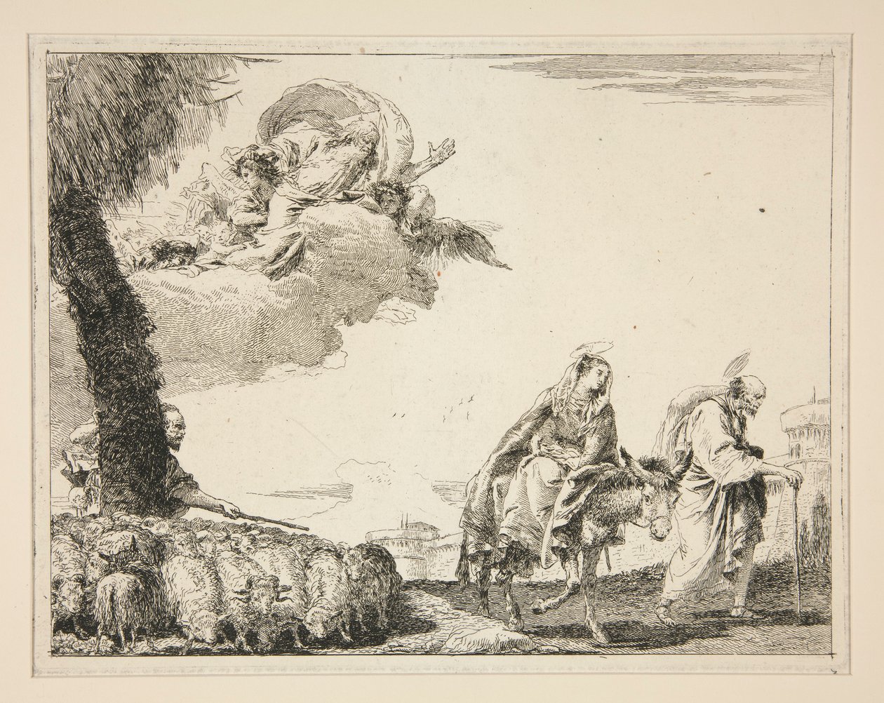 A Szent Család, a Festői ötletek az Egyiptomba való repülésről (Flight to Egypt) című sorozatból alkotó: Giovanni Domenico Tiepolo