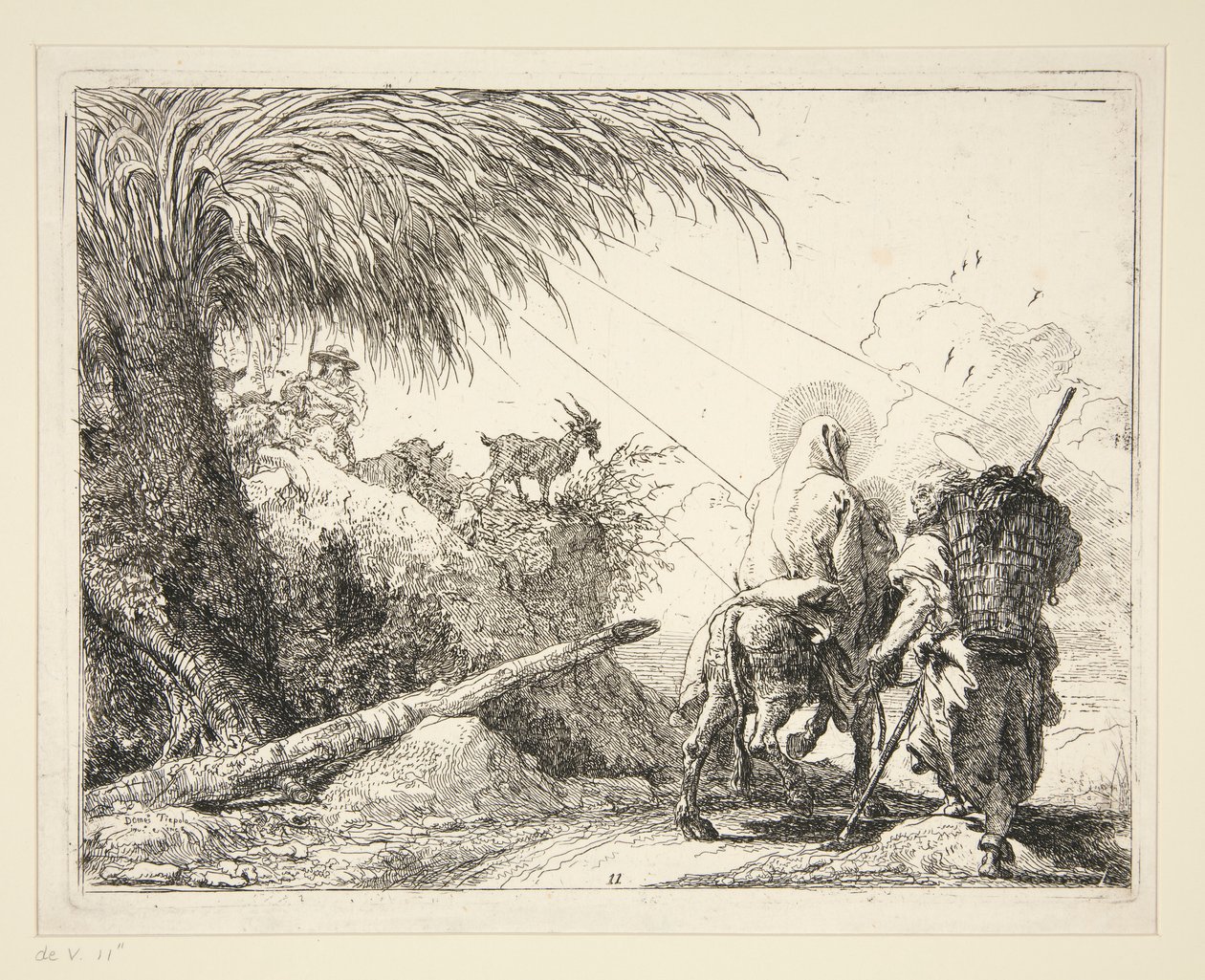 A Szent Család sziklás ösvényen, az Idee pittoresche sulla fuga in Egitto (Repülés Egyiptomba) sorozatból alkotó: Giovanni Domenico Tiepolo