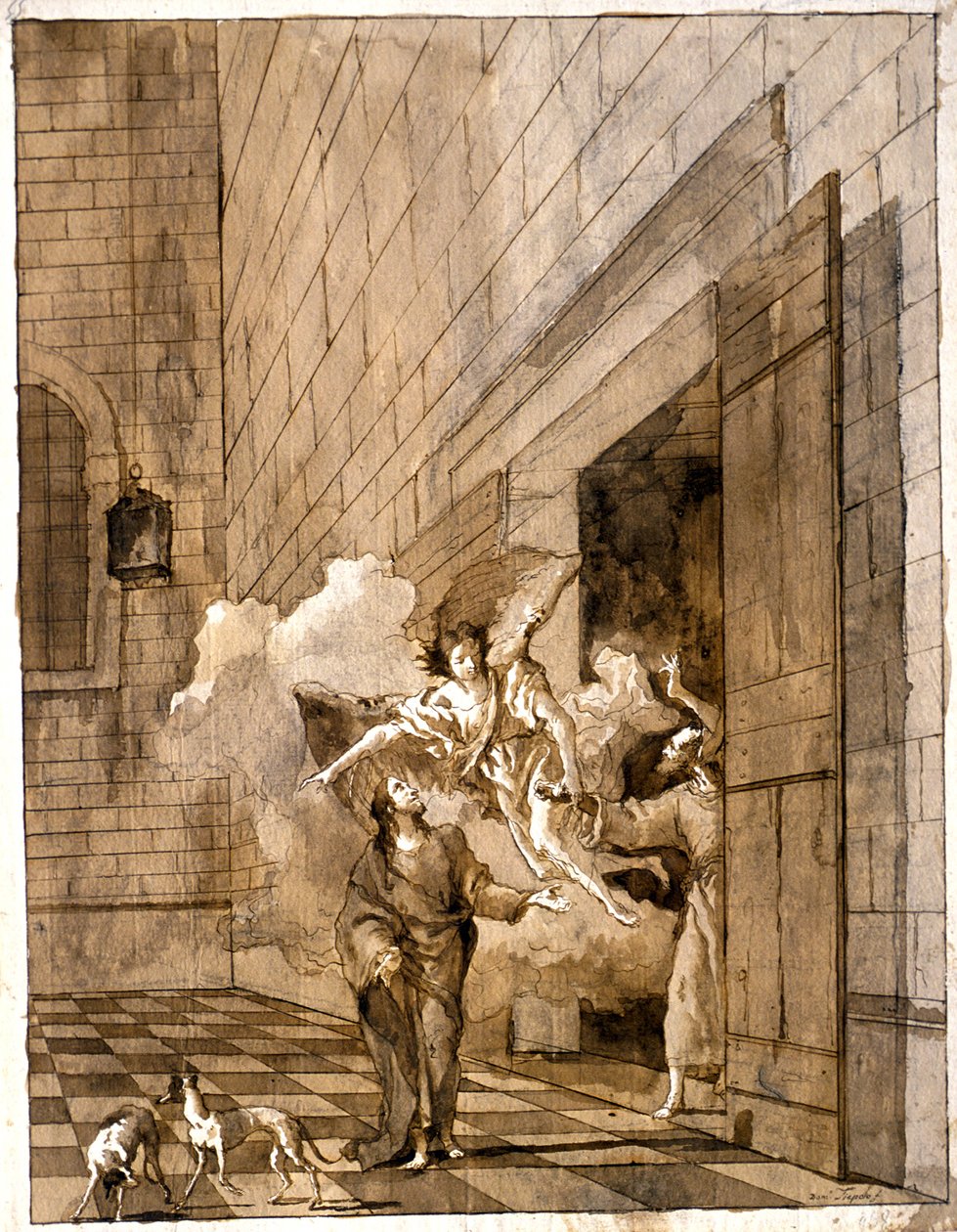 Szent Péter és Szent János kiszabadítása a börtönből alkotó: Giovanni Domenico Tiepolo