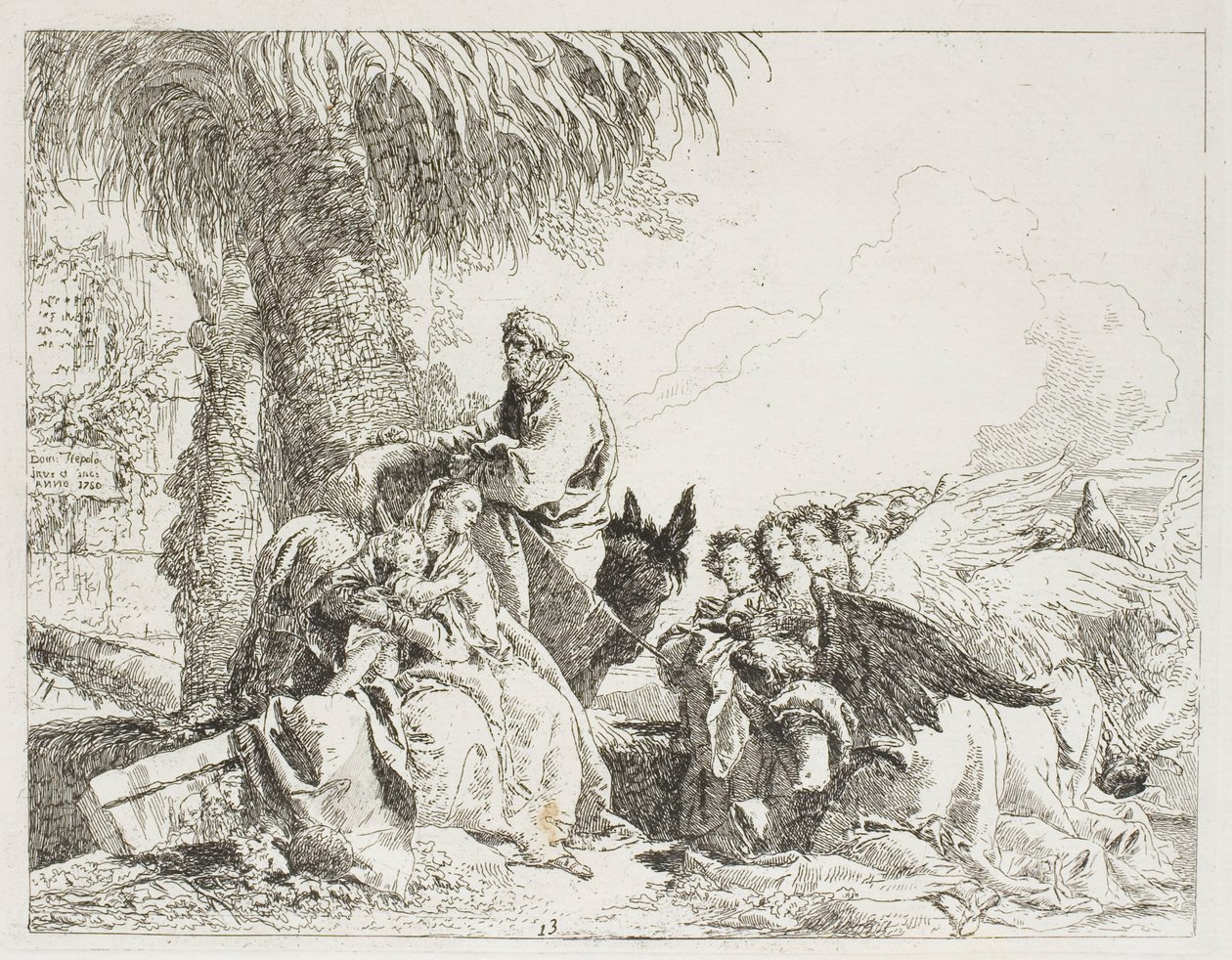 The Rest on the Flight, tizenharmadik tábla a The Flight into Egyptből alkotó: Giovanni Domenico Tiepolo