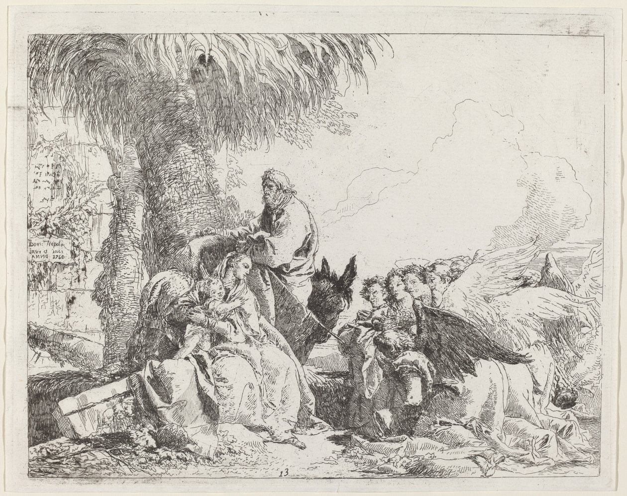 The Rest on the Flight, imádó angyalokkal alkotó: Giovanni Domenico Tiepolo