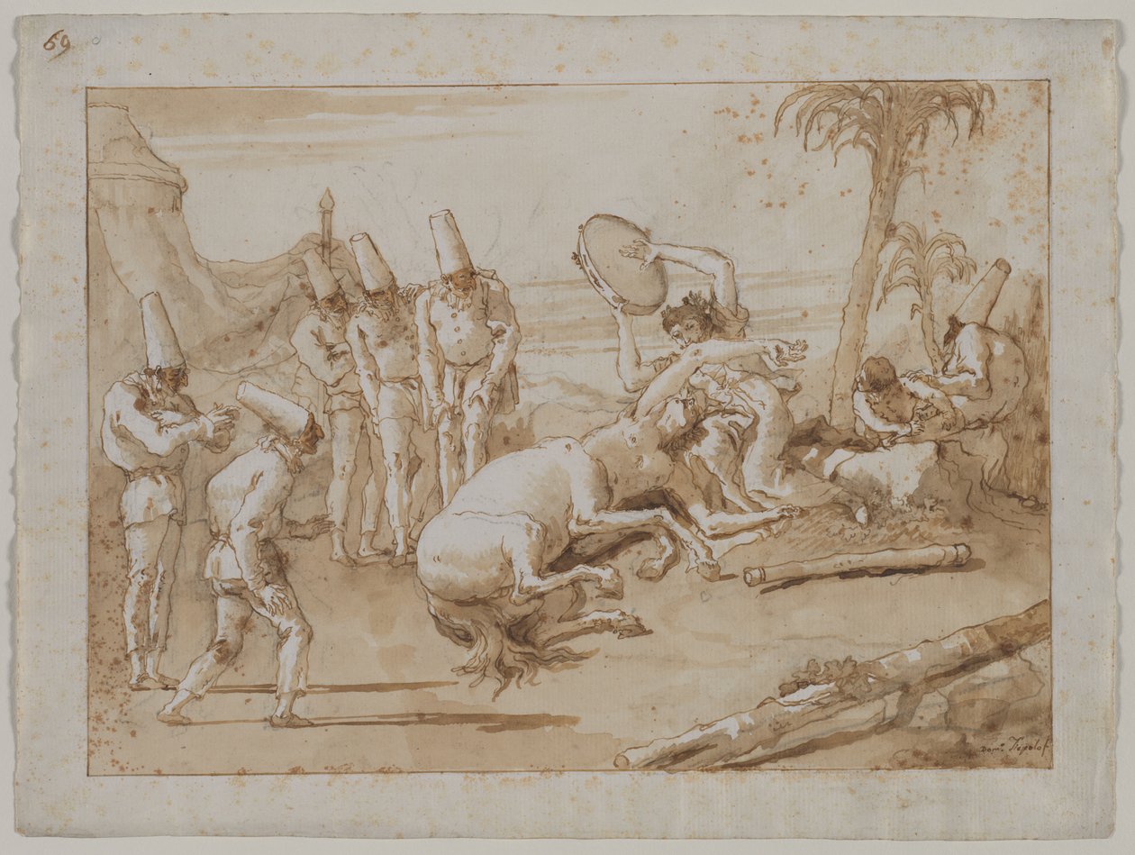A nő tamburával, 1790-es évek. alkotó: Giovanni Domenico Tiepolo