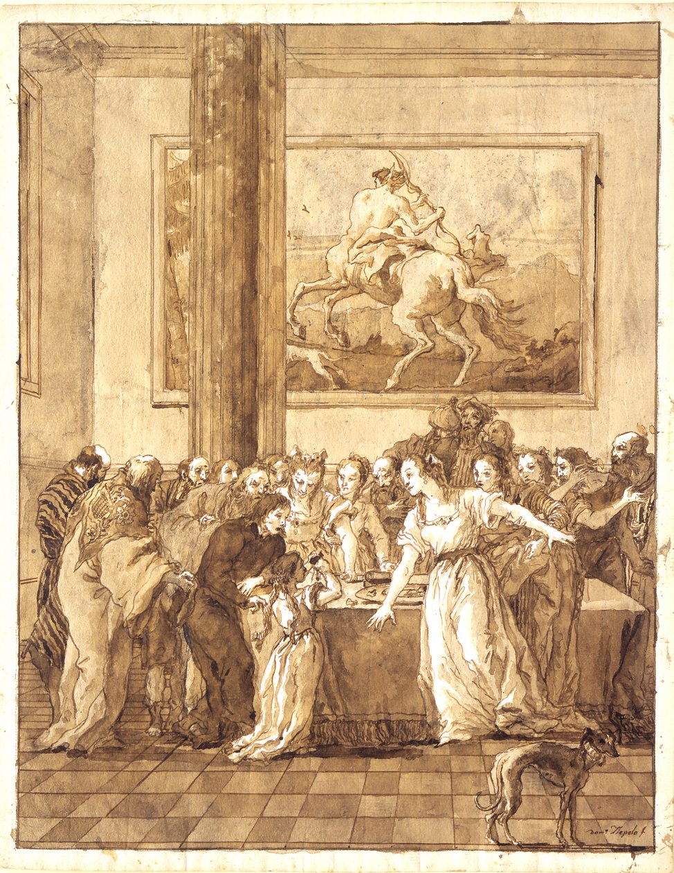 A fiatal Szűz elfogadja a skarlátot és a tiszta bíbort alkotó: Giovanni Domenico Tiepolo
