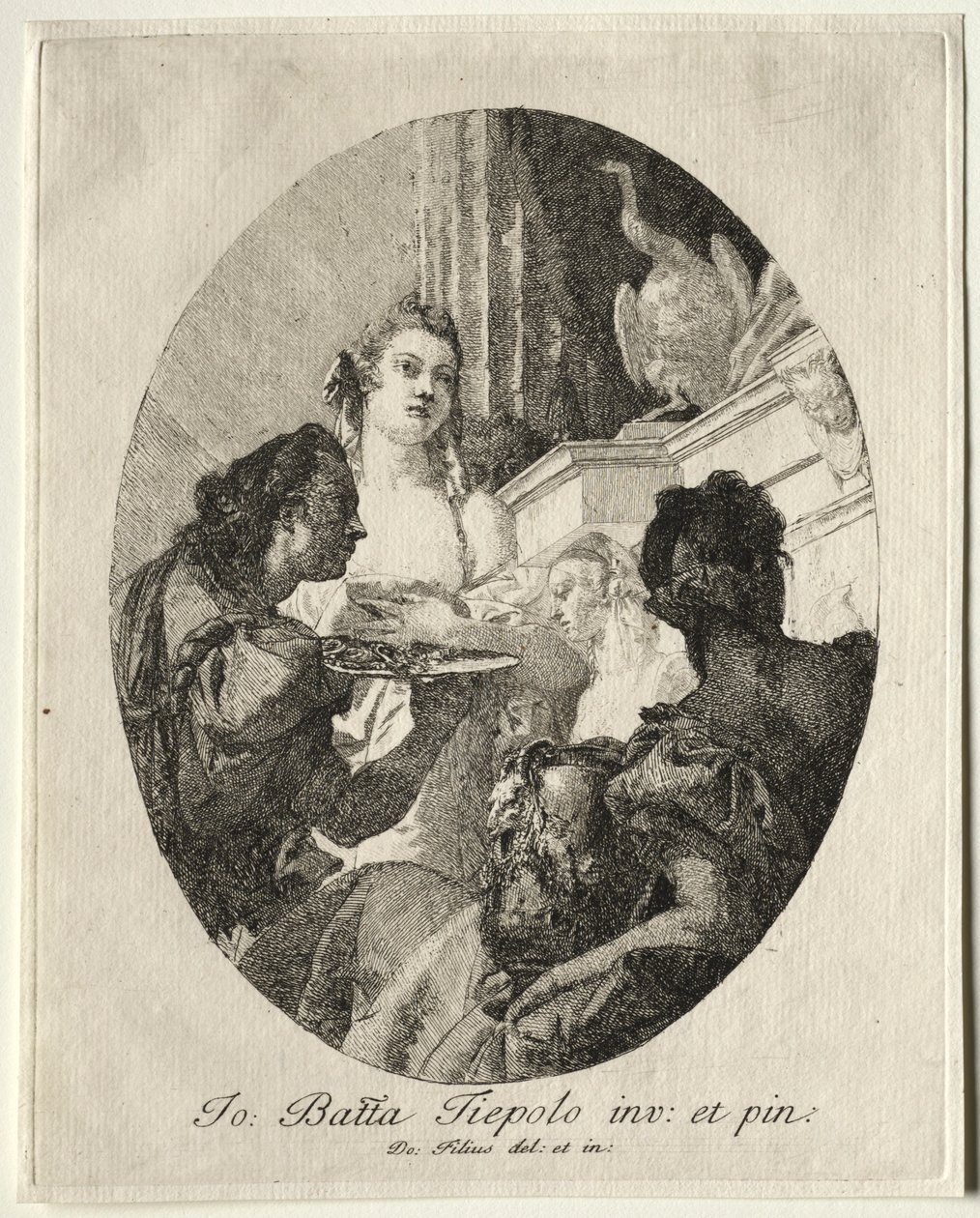 Három nő, akik Marc Anthony ajándékait mutatják be Kleopátrának. alkotó: Giovanni Domenico Tiepolo