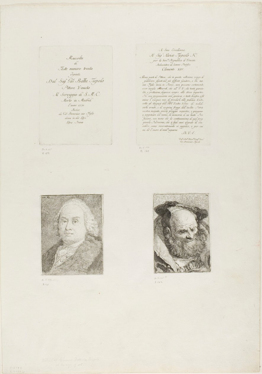 Címlap, Dedikáció, Giambattista Tiepolo, szakállas öreg portréja alkotó: Giovanni Domenico Tiepolo