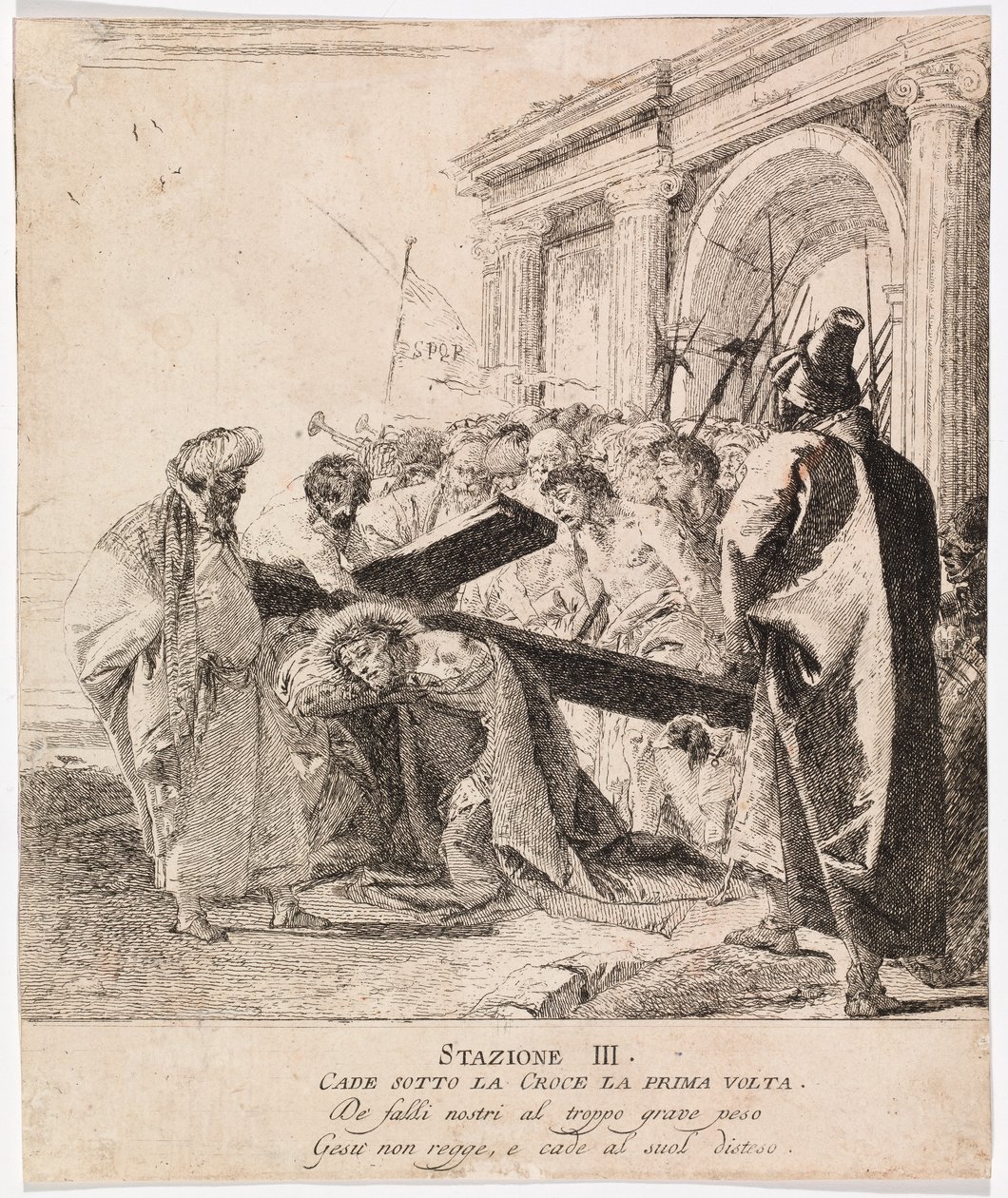 Via crucis - III. állomás. Jézus először esik el alkotó: Giovanni Domenico Tiepolo