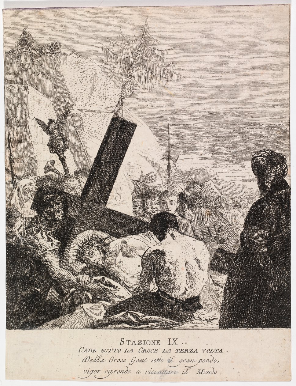 Via crucis - IX. Jézus harmadszor is elesik alkotó: Giovanni Domenico Tiepolo