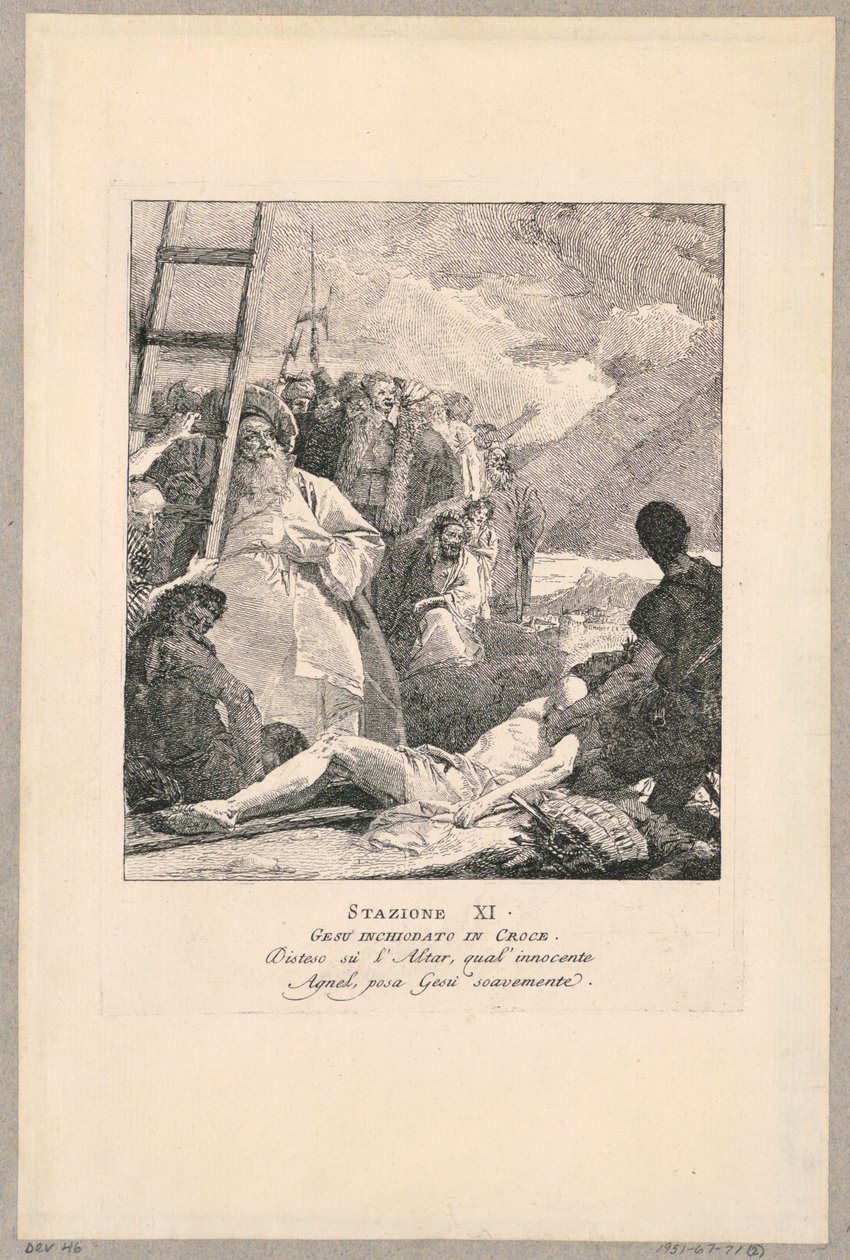 Via crucis – XI. állomás, Jézus keresztre szegezve alkotó: Giovanni Domenico Tiepolo