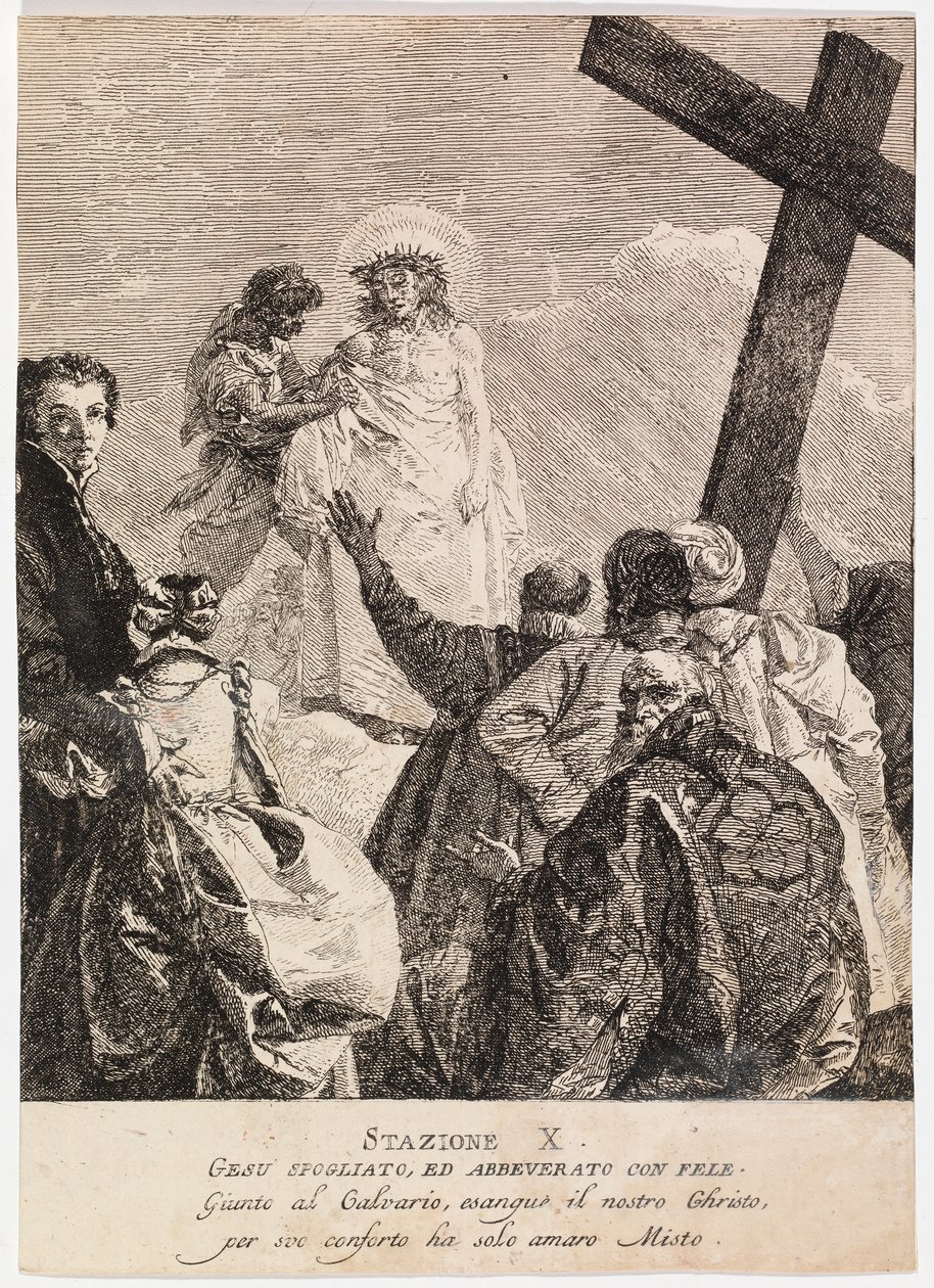 Via crucis - X. állomás: Jézust megfosztják ruháitól alkotó: Giovanni Domenico Tiepolo