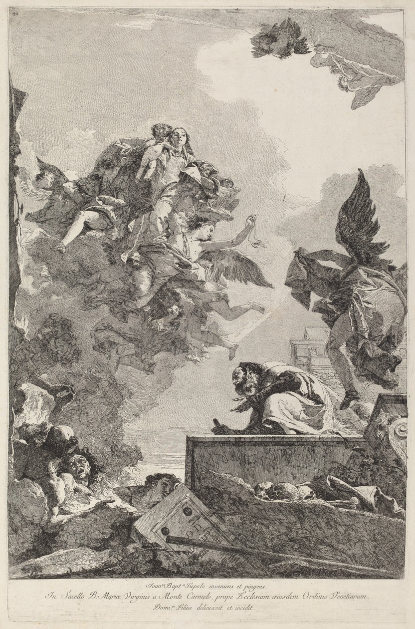 A Madonna del Carmelo megjelenik Saint Simon Stock-nak alkotó: Giovanni Domenico Tiepolo after Giovanni Battista Tiepolo