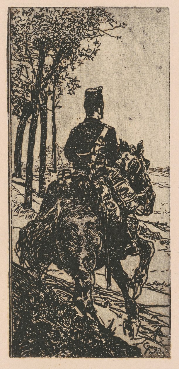 Tüzérségi katona lóháton alkotó: Giovanni Fattori