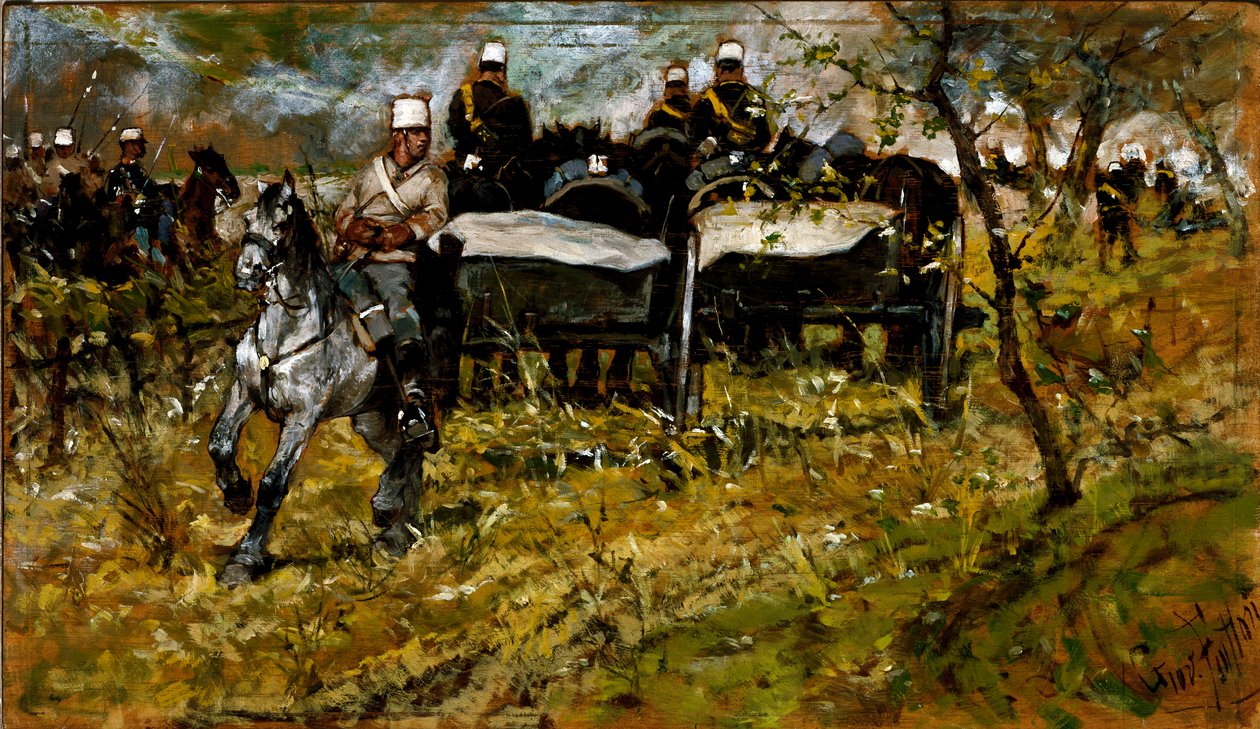 Tüzérségi manőver. Giovanni Fattori (1825-1908) festménye alkotó: Giovanni Fattori