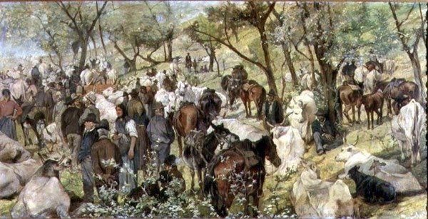 Maremma piac a Maremmában alkotó: Giovanni Fattori