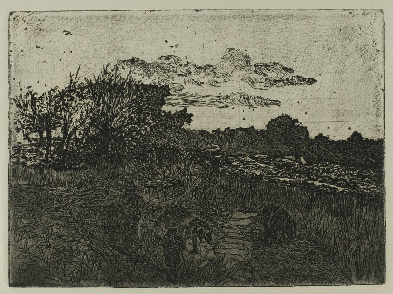 Ország naplementekor sertéspásztorokkal alkotó: Giovanni Fattori