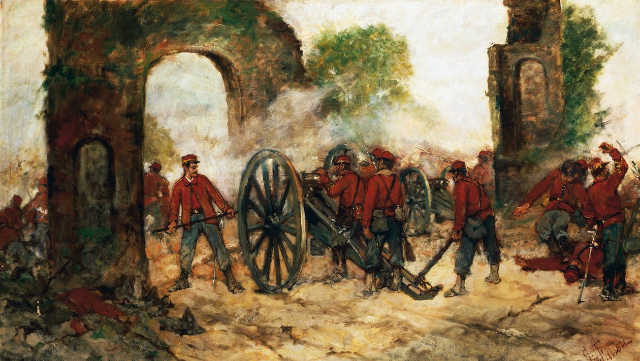 Porta Capuana védelme vagy Volturnói csata alkotó: Giovanni Fattori