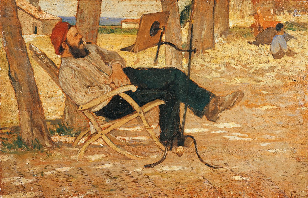 Diego Martelli Castiglioncellóban alkotó: Giovanni Fattori