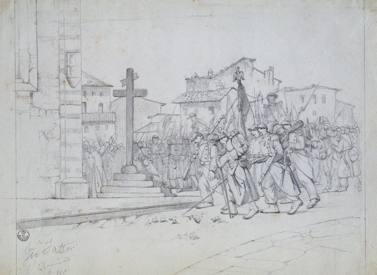 A francia csapatok belépése Livornóban alkotó: Giovanni Fattori