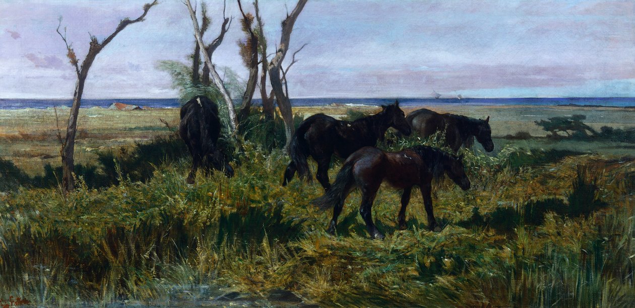 Legeltető lovak, Giovanni Fattori (1825-1908) alkotó: Giovanni Fattori