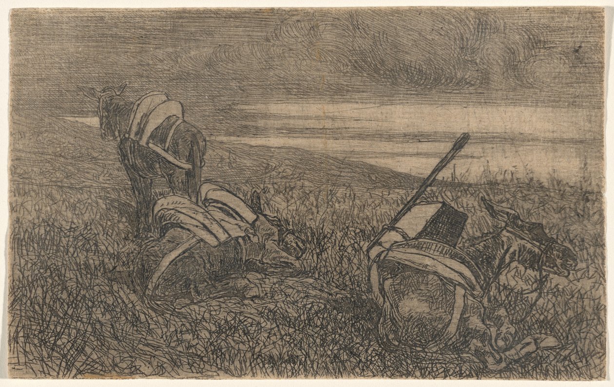 Pihenő kis szamarak alkotó: Giovanni Fattori