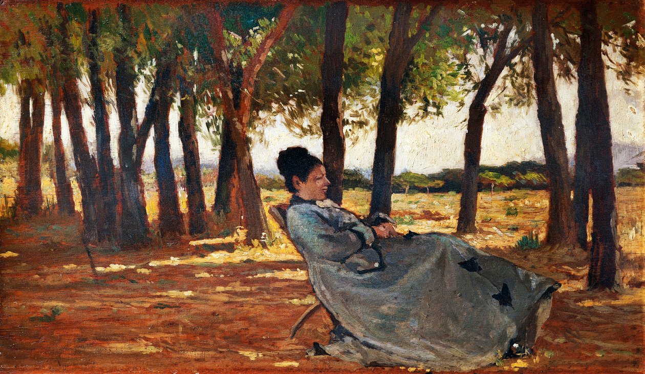 Madam Martelli Castiglioncello, 1867 körül, Giovanni Fattori (1825-1908), olajtábla, 20x33 cm alkotó: Giovanni Fattori