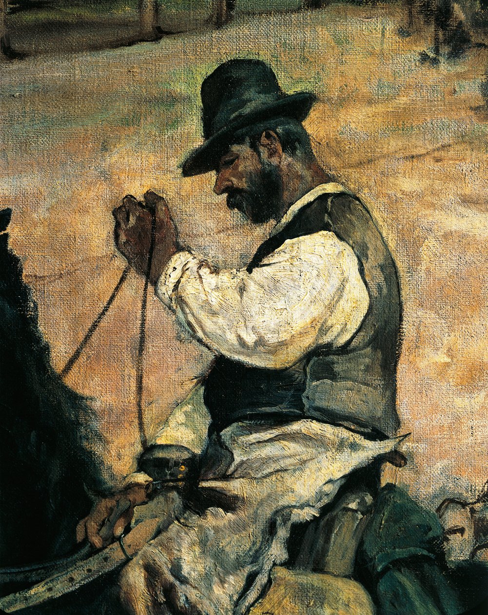 Fiatal bikák jelölése Maremmában, 1887 körül, Giovanni Fattori (1825-1908), 86x172 cm, Részlet alkotó: Giovanni Fattori