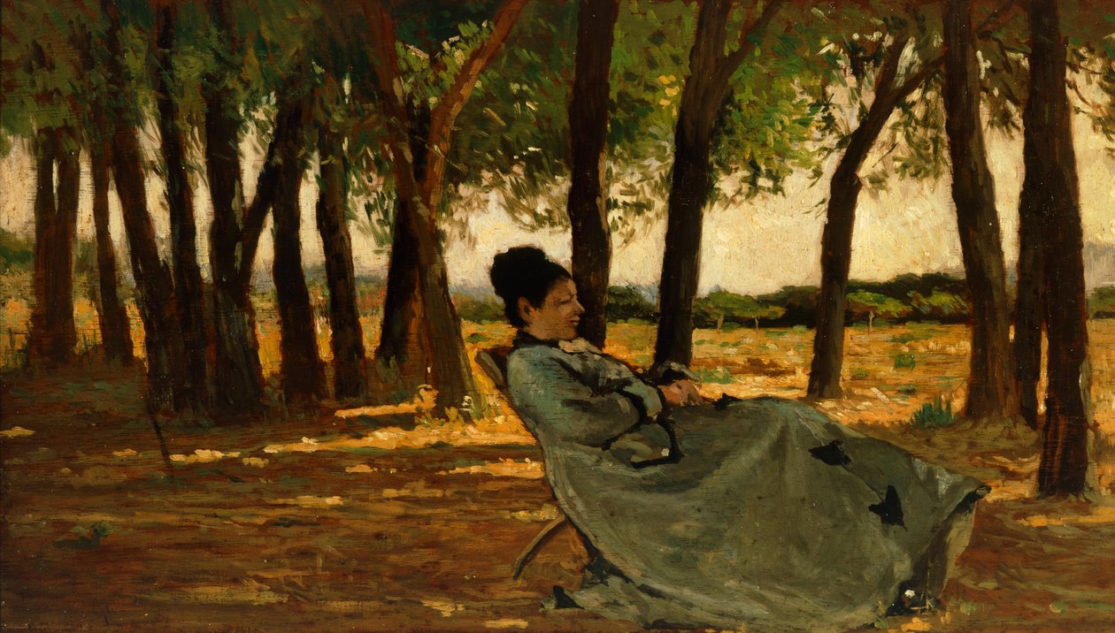 Mrs. Martelli Castiglioncellóban, készítette: Giovanni Fattori (1825-1908), olaj, vászon, 20x35 cm. alkotó: Giovanni Fattori