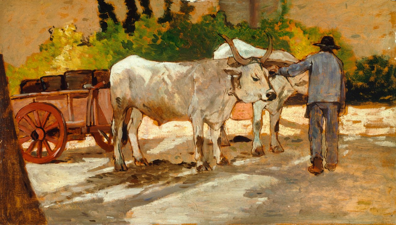 Ökrök az udvaron, Giovanni Fattori (1825-1908) alkotó: Giovanni Fattori